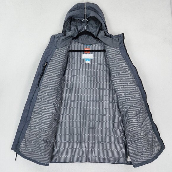 Columbia Jacket Mens Large Gray Thermal Coil Hooded Windbreaker Full Zip Casual - Picture 7 of 11